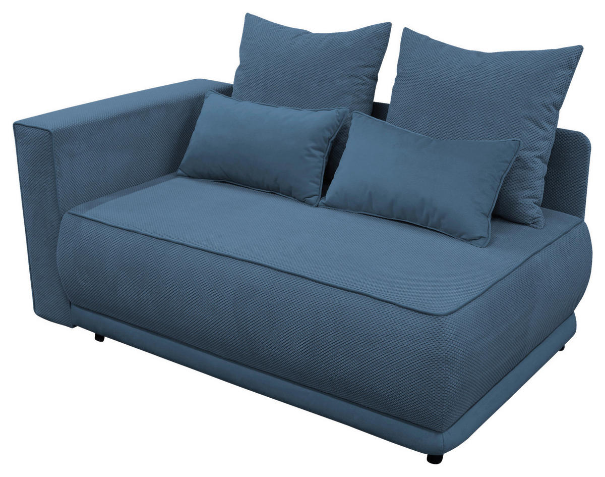 RÉCAMIERE Blau Plüsch  - Blau/Schwarz, Design, Kunststoff/Textil (168/73/99cm) - MID.YOU