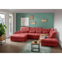 WOHNLANDSCHAFT in Chenille Rot  - Chromfarben/Rot, Design, Textil/Metall (195/376/254cm) - Livetastic
