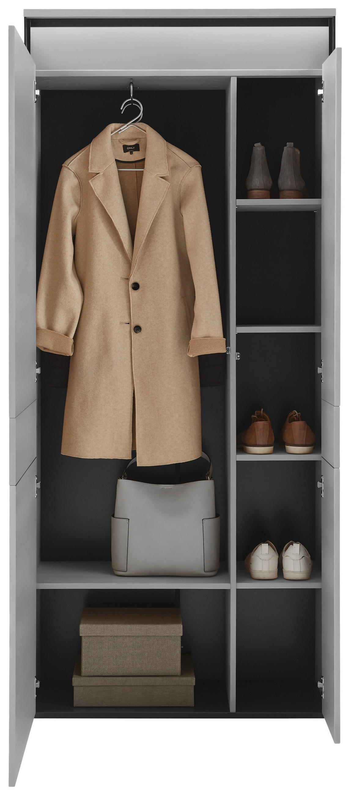 GARDEROBENSCHRANK  in 87,7/200/37,8 cm  - Beige/Schwarz, KONVENTIONELL, Holzwerkstoff (87,7/200/37,8cm) - Voleo