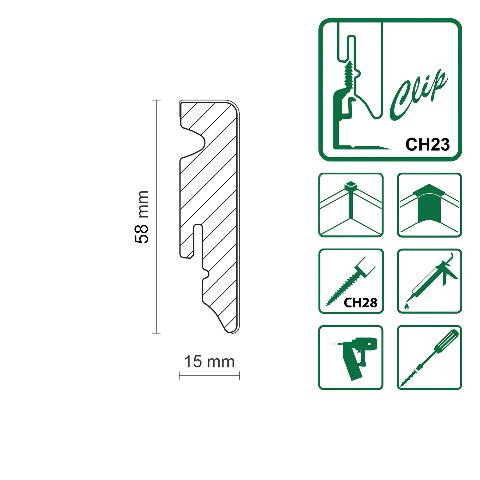 PODSTAVCOVÁ LIŠTA  (za kus)  barvy dubu - barvy dubu, Basics, kompozitní dřevo (1,5/5,8/240cm) - Homeware