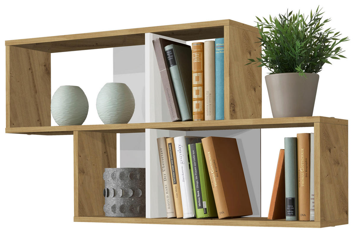 WANDREGAL Weiß, Eiche Artisan  - Weiß/Eiche Artisan, KONVENTIONELL, Holzwerkstoff (100/53/20cm) - MID.YOU