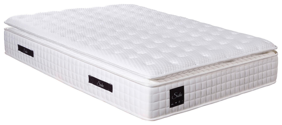 TASCHENFEDERKERNMATRATZE SOHO PILLOW TOP 200/200 cm Höhe ca. 32 cm 7 -Zonen - Weiß, Basics, Textil (200/200cm) - Livetastic