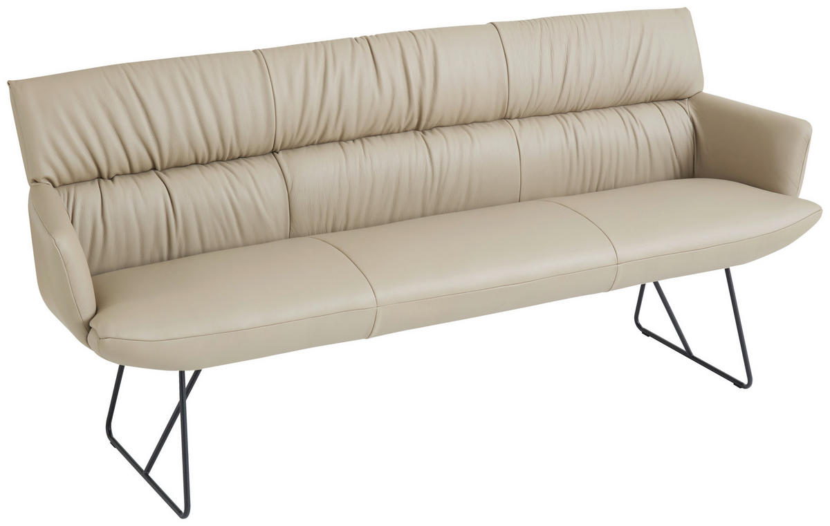 SITZBANK 200/89/66 cm Echtleder Schwarz, Cappuccino  - Schwarz/Cappuccino, Design, Leder/Metall (200/89/66cm) - Dieter Knoll