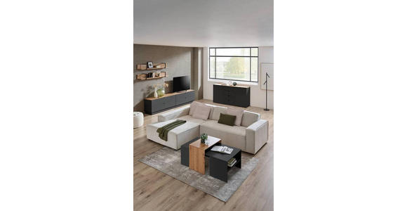 TV-ELEMENT Graphitfarben, Eiche Artisan  140/62/44 cm  - Schwarz/Graphitfarben, MODERN, Holzwerkstoff/Metall (140/62/44cm) - Hom`in