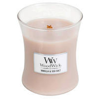 DIŠEČA SVEČA - bež, Basics, steklo/les (10/11/10cm) - WoodWick