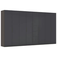 DREHTÜRENSCHRANK 400/223/61 cm,  in Graphitfarben, 8-türig  - Graphitfarben, Basics, Glas/Holzwerkstoff (400/223/61cm) - Novel