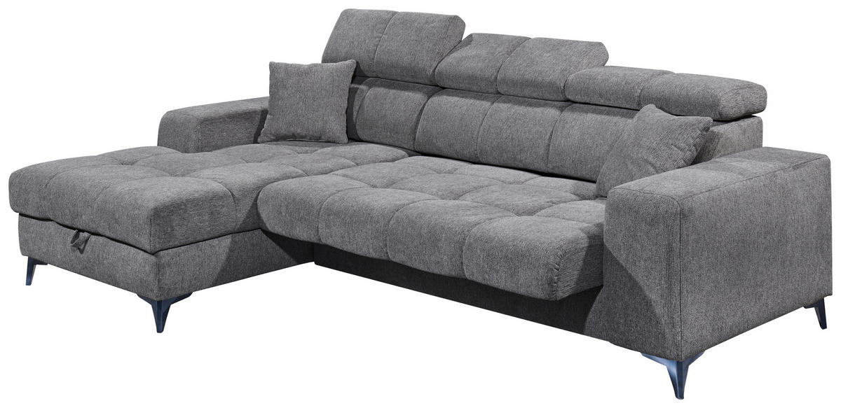 ECKSOFA in Chenille Anthrazit  - Anthrazit/Schwarz, Konventionell, Kunststoff/Textil (172/268cm) - MID.YOU