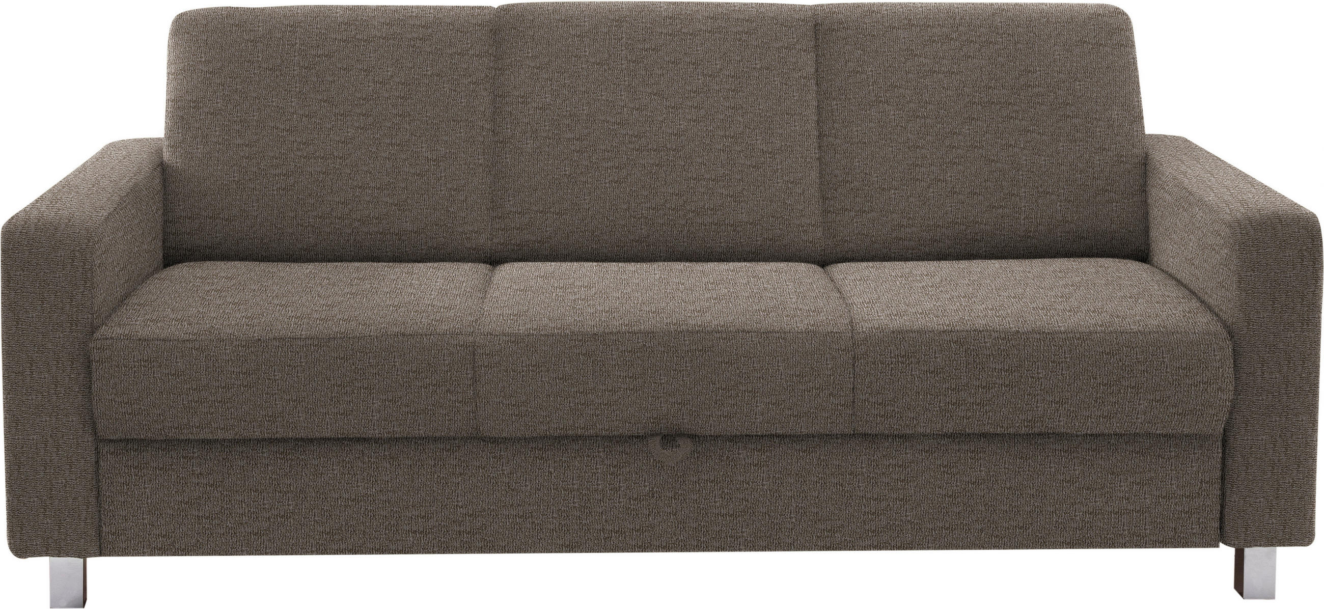 3-SITZER-SOFA in Flachgewebe Hellbraun  - Chromfarben/Hellbraun, Design, Textil/Metall (195/83/85cm) - Xora