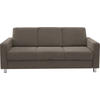 3-SITZER-SOFA in Flachgewebe Hellbraun  - Chromfarben/Hellbraun, Design, Textil/Metall (195/83/85cm) - Xora