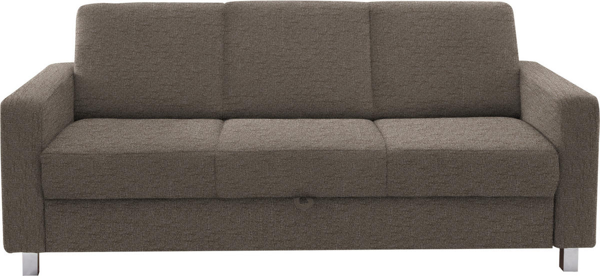 3-SITZER-SOFA in Flachgewebe Hellbraun  - Chromfarben/Hellbraun, Design, Textil/Metall (195/83/85cm) - Xora