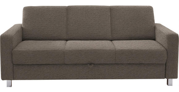 3-SITZER-SOFA in Flachgewebe Hellbraun - Chromfarben/Hellbraun, Design, Textil/Metall (195/83/85cm) - Xora