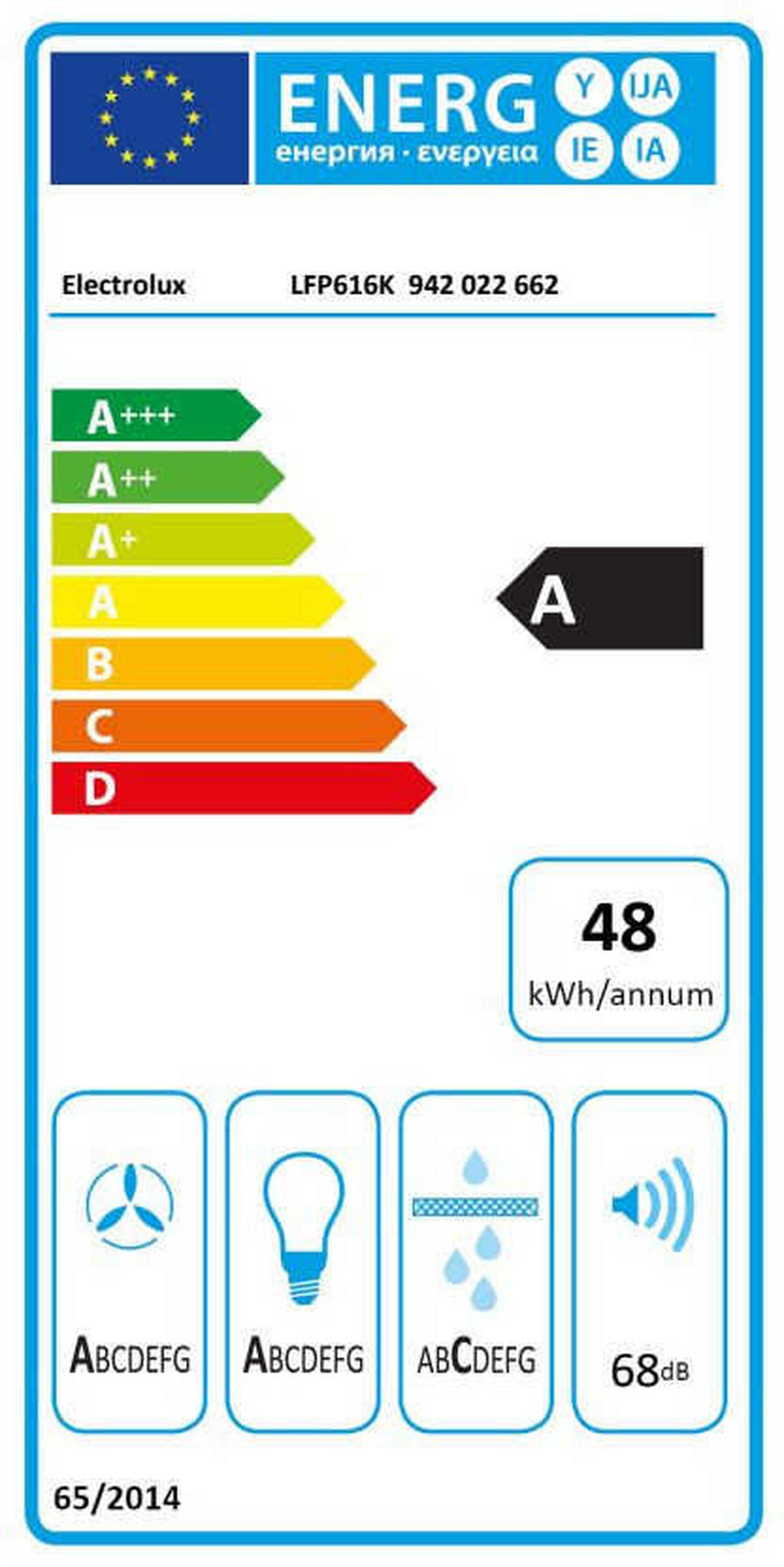 DUNSTABZUGSHAUBE LFP616K  - Edelstahlfarben/Schwarz, Basics, Metall (59,8/39,5/30,0cm) - Electrolux