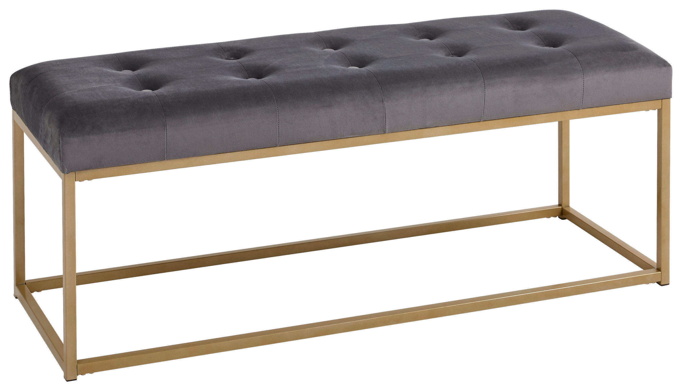 TABURE-KLUPA tekstil  siva, zlatne boje        - siva/zlatne boje, Trend, tekstil/metal (122/44/47cm) - Livetastic