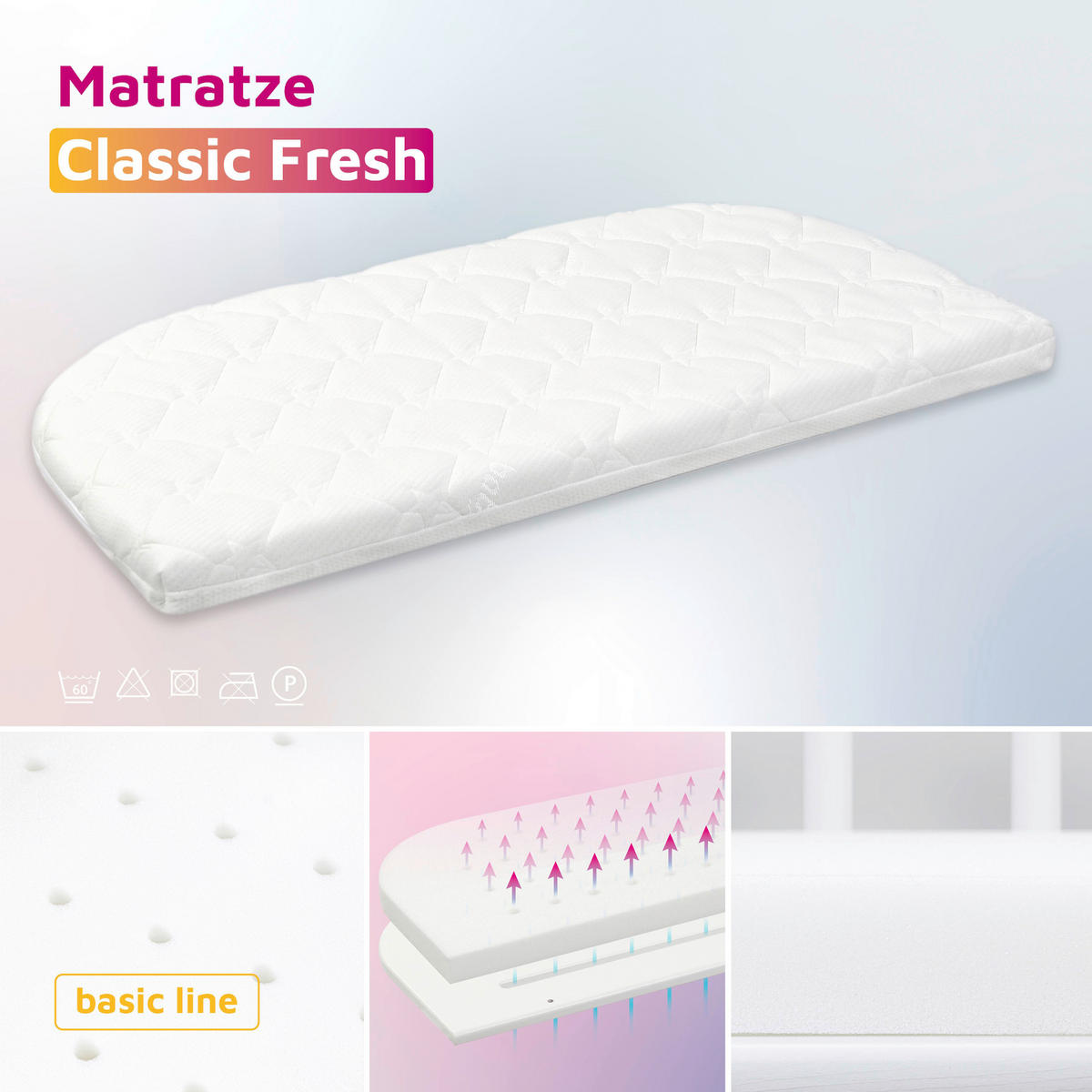 BEISTELLBETTMATRATZE Babybay Original  81/41,5 cm    - Weiß, Basics, Textil (81/41,5cm) - Babybay