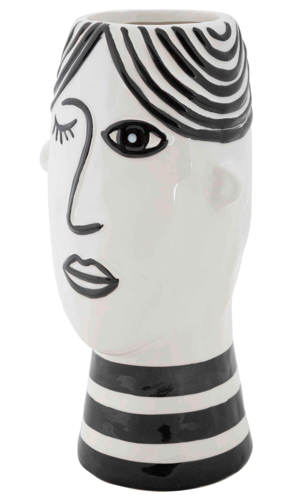 Vase Face  - Schwarz/Weiß, Basics, Keramik (13.2/26.3/11.8cm)