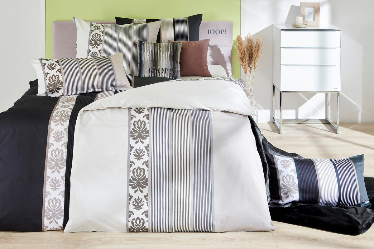 BETTWÄSCHE Ornament Stripe Makosatin 140/200 cm  - Schwarz/Weiß, Design, Naturmaterialien/Textil (140/200cm) - Joop!