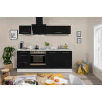 KÜCHENBLOCK 210 cm   in Schwarz, Weiß  - Alufarben/Schwarz, KONVENTIONELL, Holzwerkstoff (210cm) - Respekta
