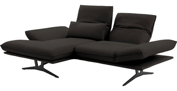 ECKSOFA in Echtleder Graubraun  - Gelb/Graubraun, Design, Leder/Metall (130/210cm) - Dieter Knoll