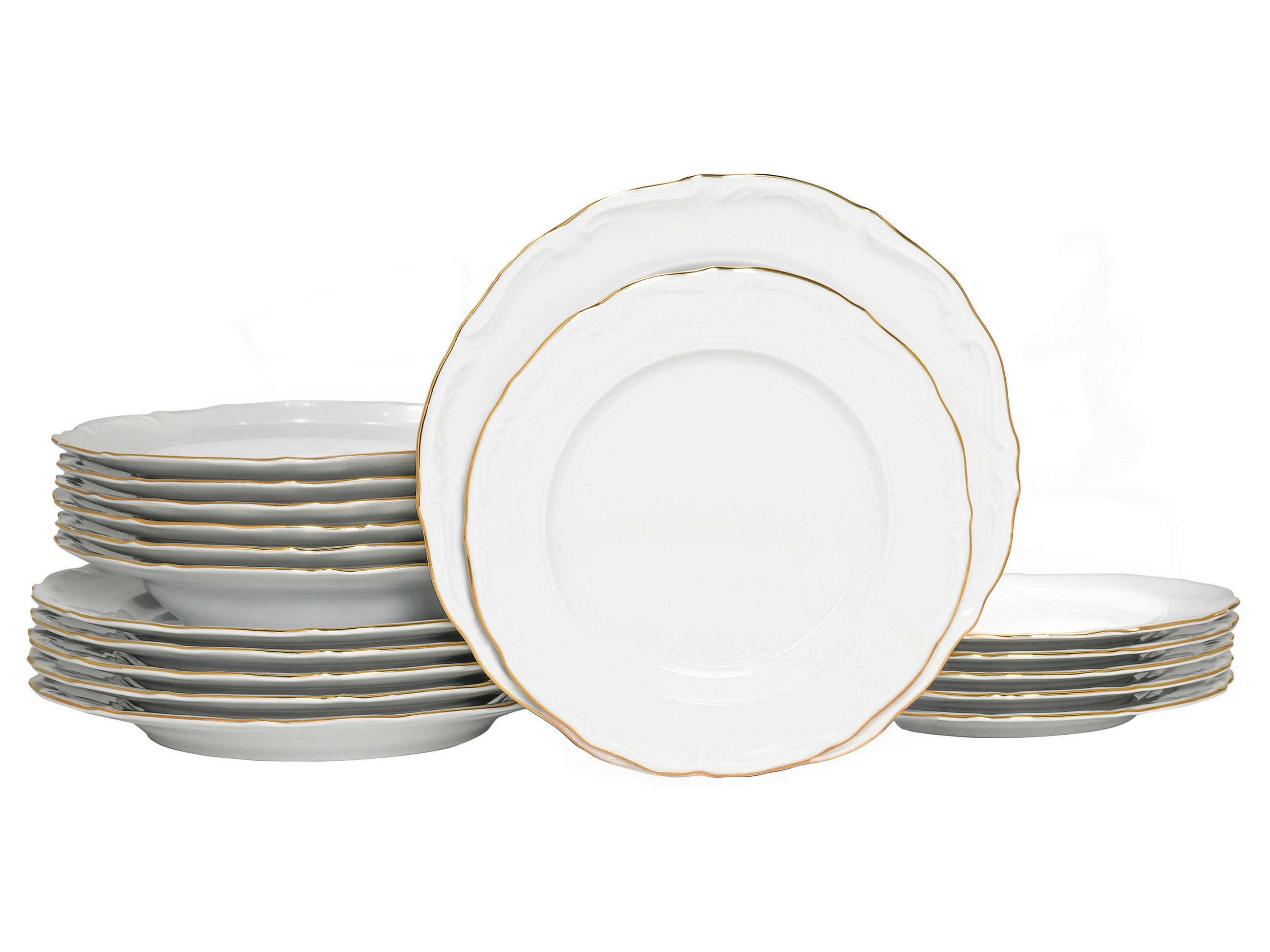TAFELSERVICE Weiß, Goldfarben 18-teilig Maria Theresia Gold  - Goldfarben/Weiß, Basics, Keramik (36,5/30,5/30cm) - Creatable