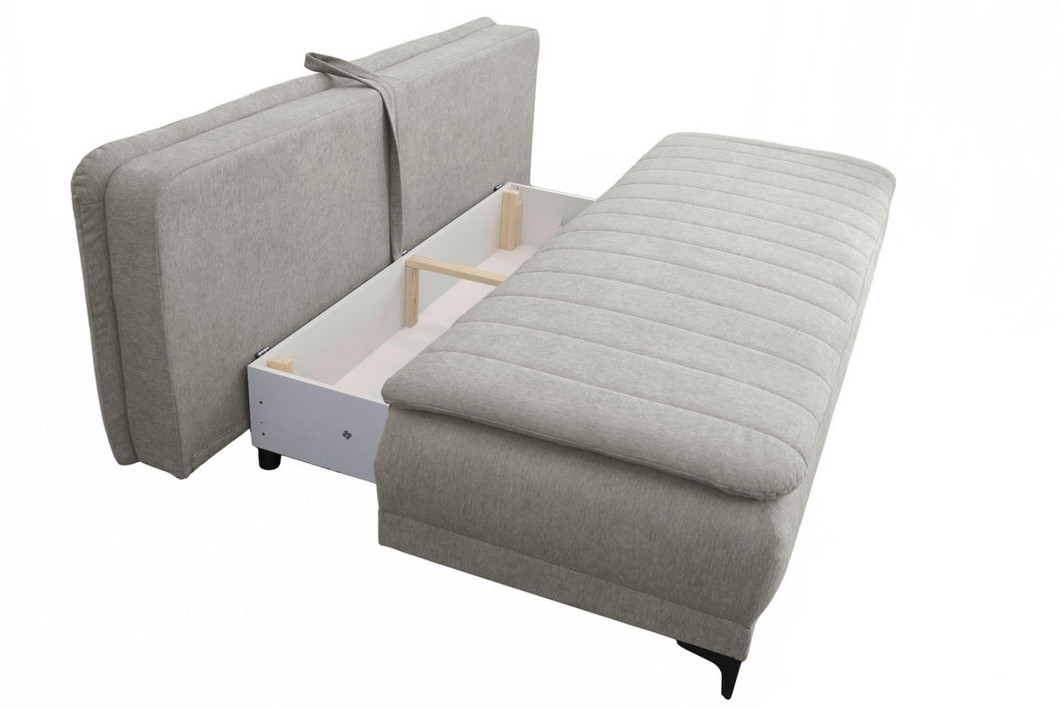 SCHLAFSOFA  mit Liegefunktion Flachgewebe Taupe  - Taupe/Schwarz, Basics, Textil/Metall (202/98/78cm) - Livetastic