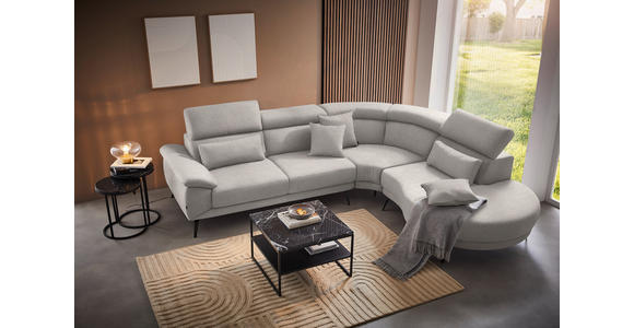 ECKSOFA in Velours Sandfarben  - Sandfarben/Schwarz, Design, Textil/Metall (299/264cm) - Novel