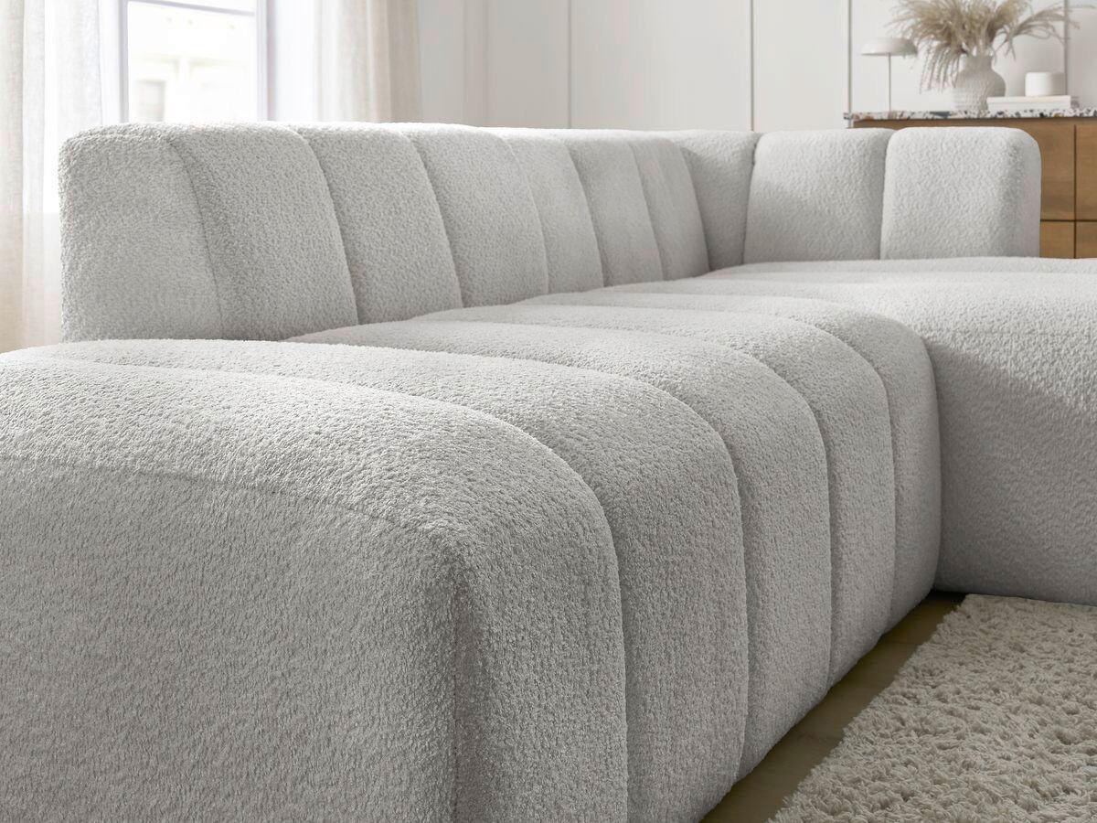 ECKSOFA  ANNECY Hellgrau Bouclé  - Hellgrau/Schwarz, MODERN, Kunststoff/Textil (262/170cm)