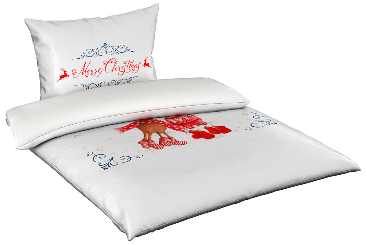 POSTELJINA SA DVA LICA FRUU 140/200 cm saten crvena, bela  - bela/crvena, Osnovno, tekstil (140/200cm) - X-Mas