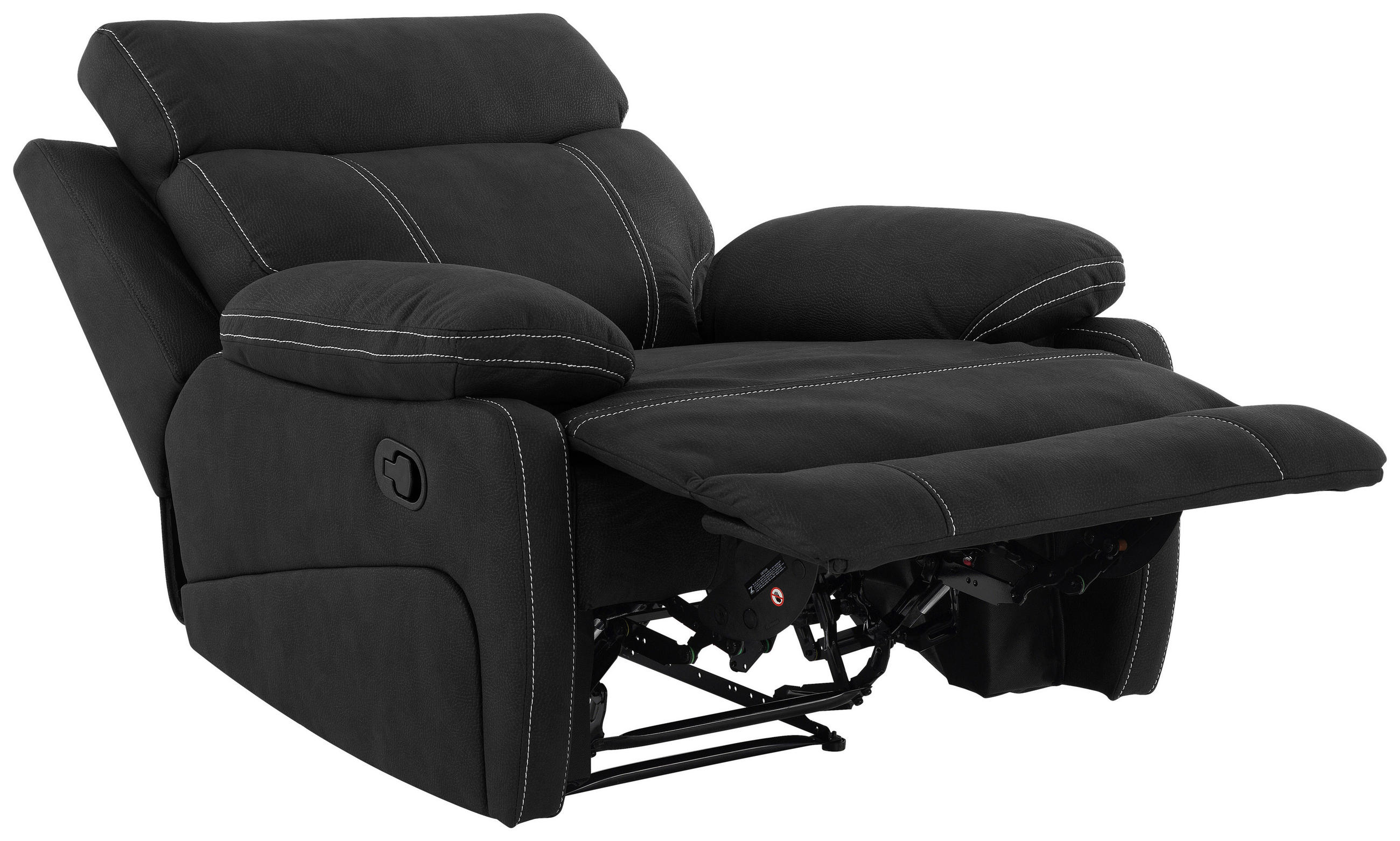 RELAXSESSEL Mikrofaser    - Schwarz, KONVENTIONELL, Textil/Metall (98,5/103/96cm) - Livetastic