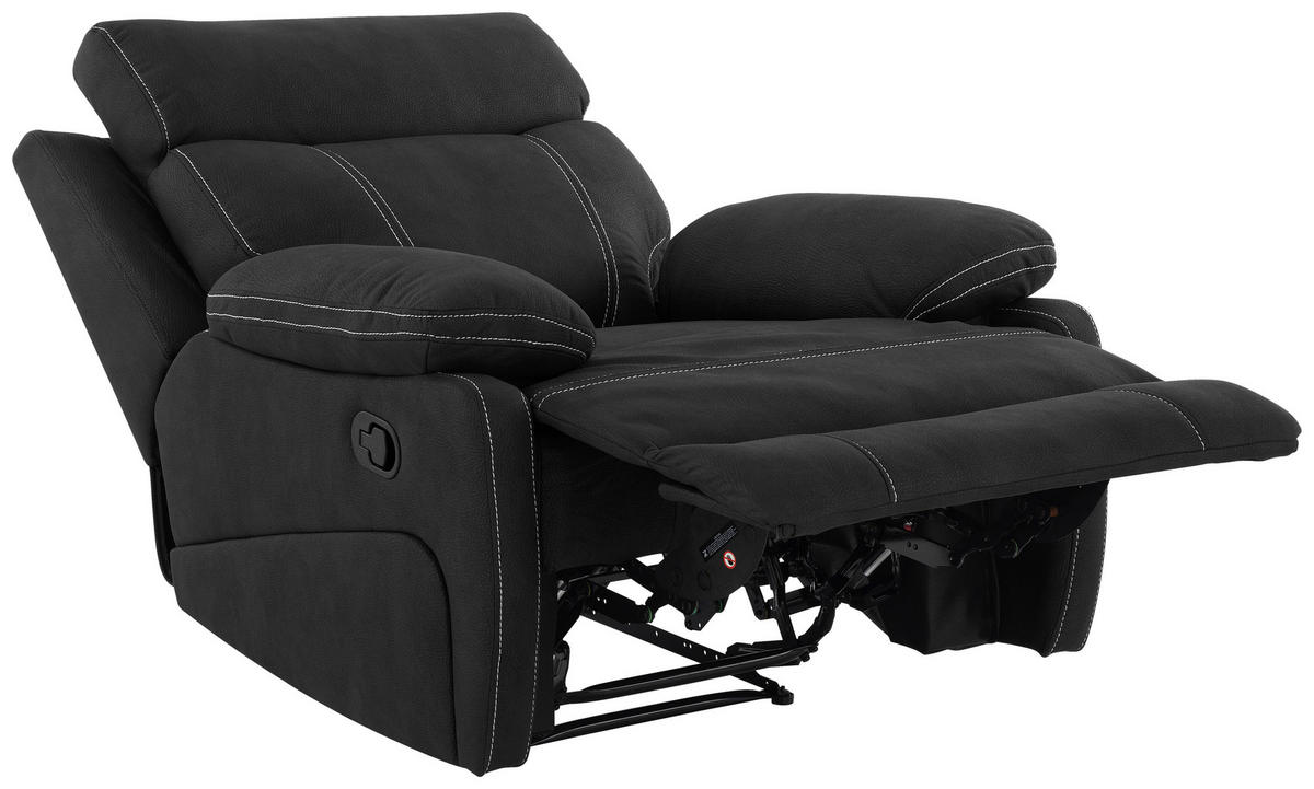 RELAXSESSEL Mikrofaser    - Schwarz, KONVENTIONELL, Textil/Metall (98,5/103/96cm) - Livetastic