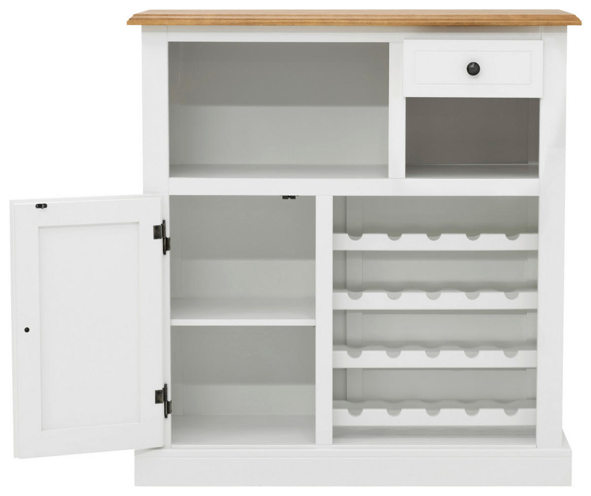 BAR Kiefer massiv Weiß, Eichefarben  - Eichefarben/Silberfarben, MODERN, Holz/Holzwerkstoff (105/110/42cm) - MID.YOU