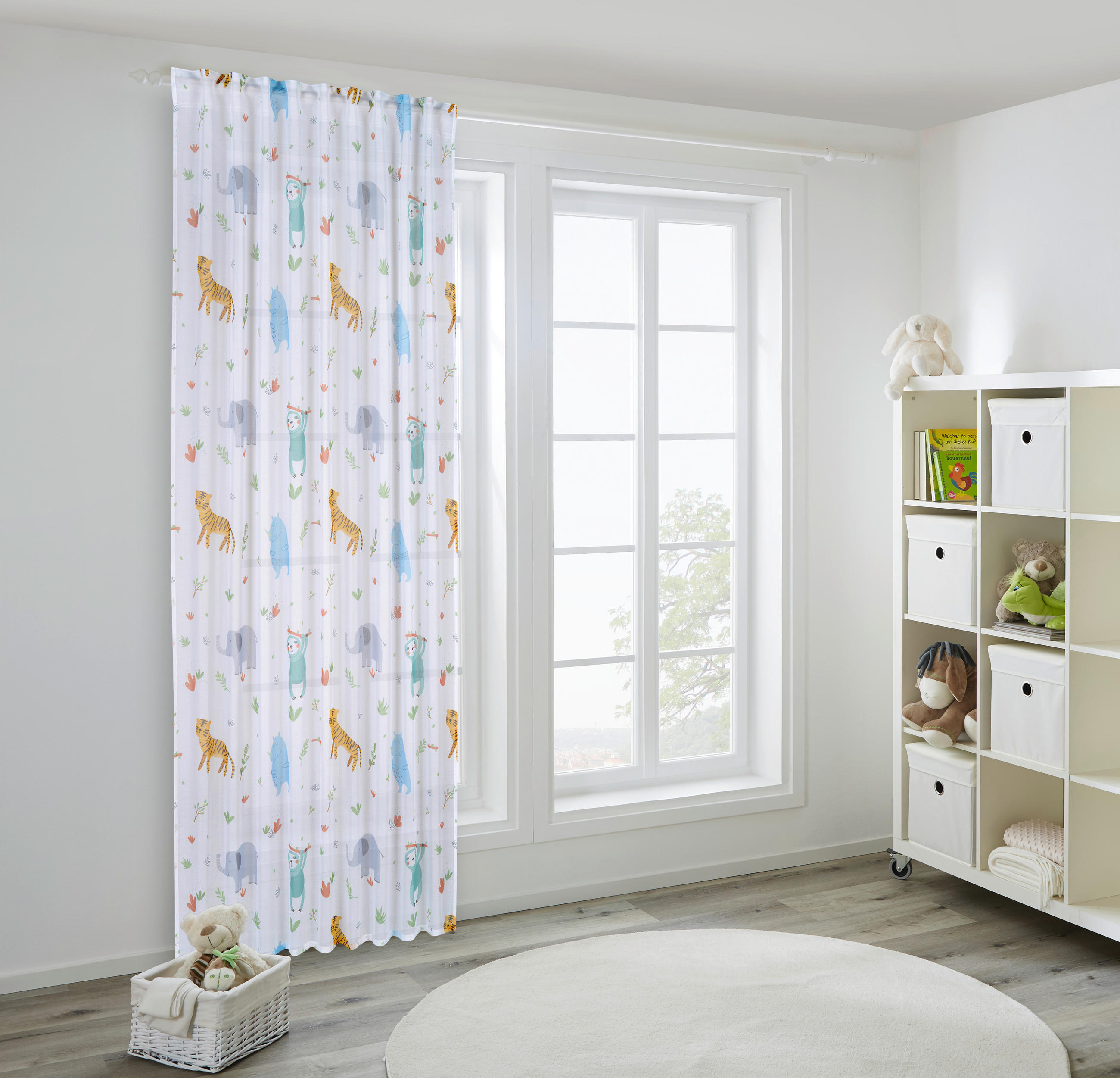 KUSOVÁ ZÁCLONA, 140/245 cm - bílá/vícebarevná, Konvenční, textil (140/245cm) - Ben'n'jen