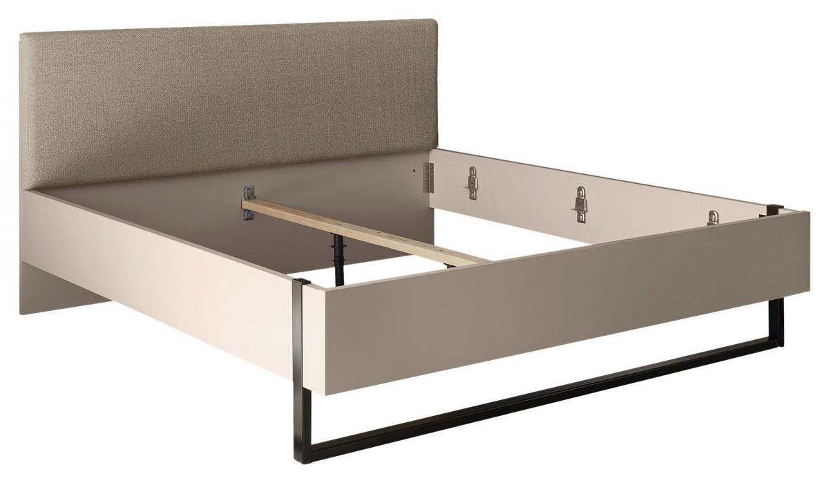 BETT 180/200 cm,  in Kaschmir, gepolstertes Kopfteil,  - Kaschmir/Schwarz, KONVENTIONELL, Textil/Metall (180/200cm) - Xora