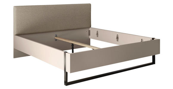 BETT 180/200 cm,  in Kaschmir, gepolstertes Kopfteil,  - Kaschmir/Schwarz, KONVENTIONELL, Textil/Metall (180/200cm) - Xora