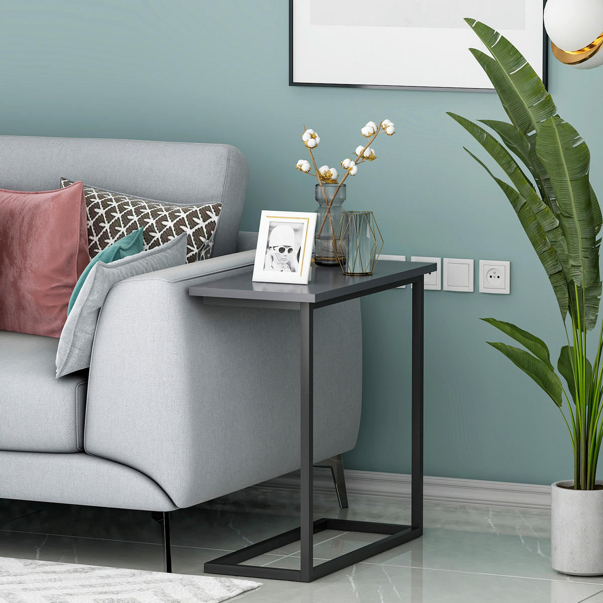 BEISTELLTISCH 64/30/62 cm Narin Beistelltisch Anthrazit rechteckig  - Anthrazit/Schwarz, Design, Holzwerkstoff/Metall (64/30/62cm) - Livetastic