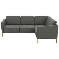ECKSOFA  in Flachgewebe Grau  238/186 cm  - Eichefarben/Grau, Design, Holz/Textil (238/186cm) - Valnatura