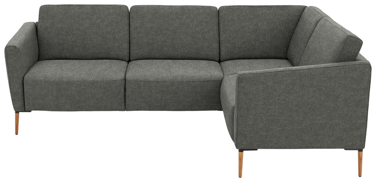 ECKSOFA  in Flachgewebe Grau  238/186 cm  - Eichefarben/Grau, Design, Holz/Textil (238/186cm) - Valnatura