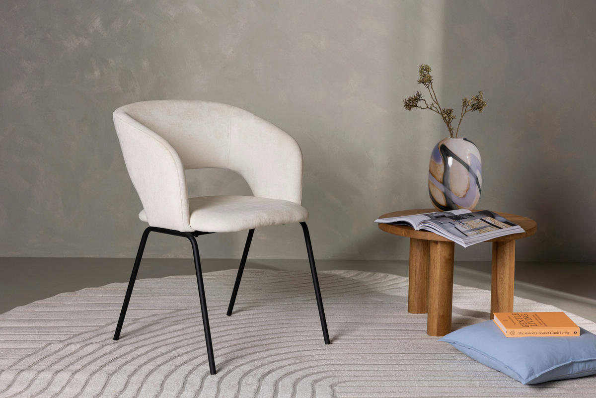 STOLSET 2 styck stål textilväv  - vit/svart, Design, metall/textil (66/86/66cm) - Livetastic