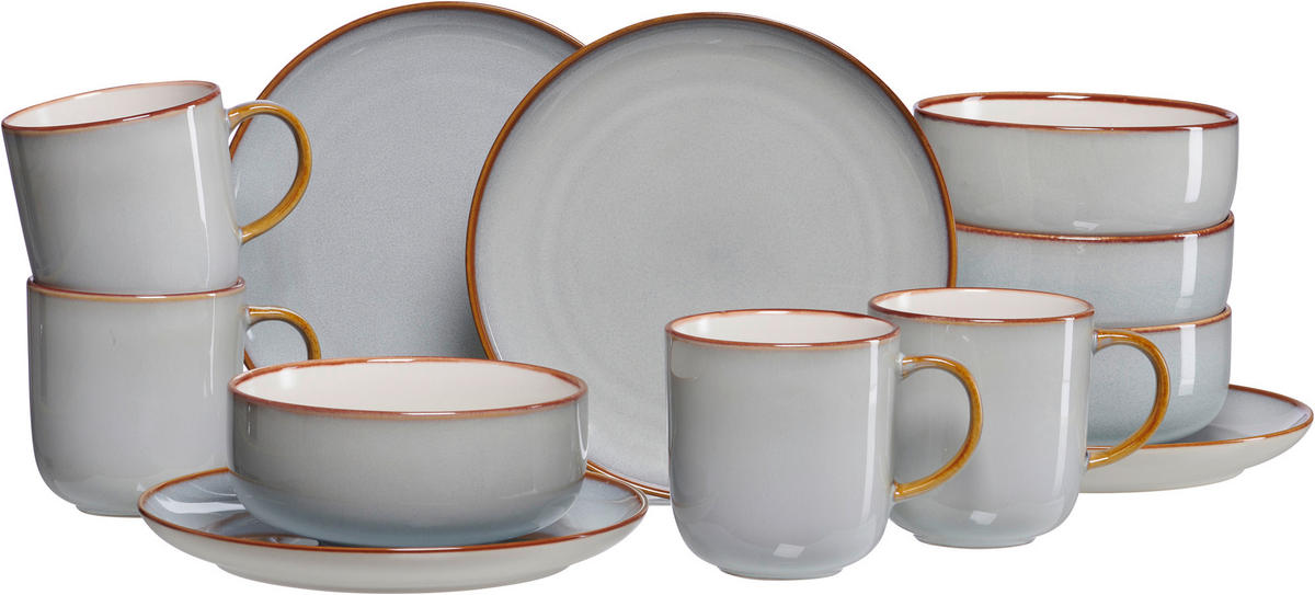 FRÜHSTÜCKSSERVICE Grau PORTOFINO  - Grau, Trend, Keramik (33,5/21,5/22cm) - Ritzenhoff Breker