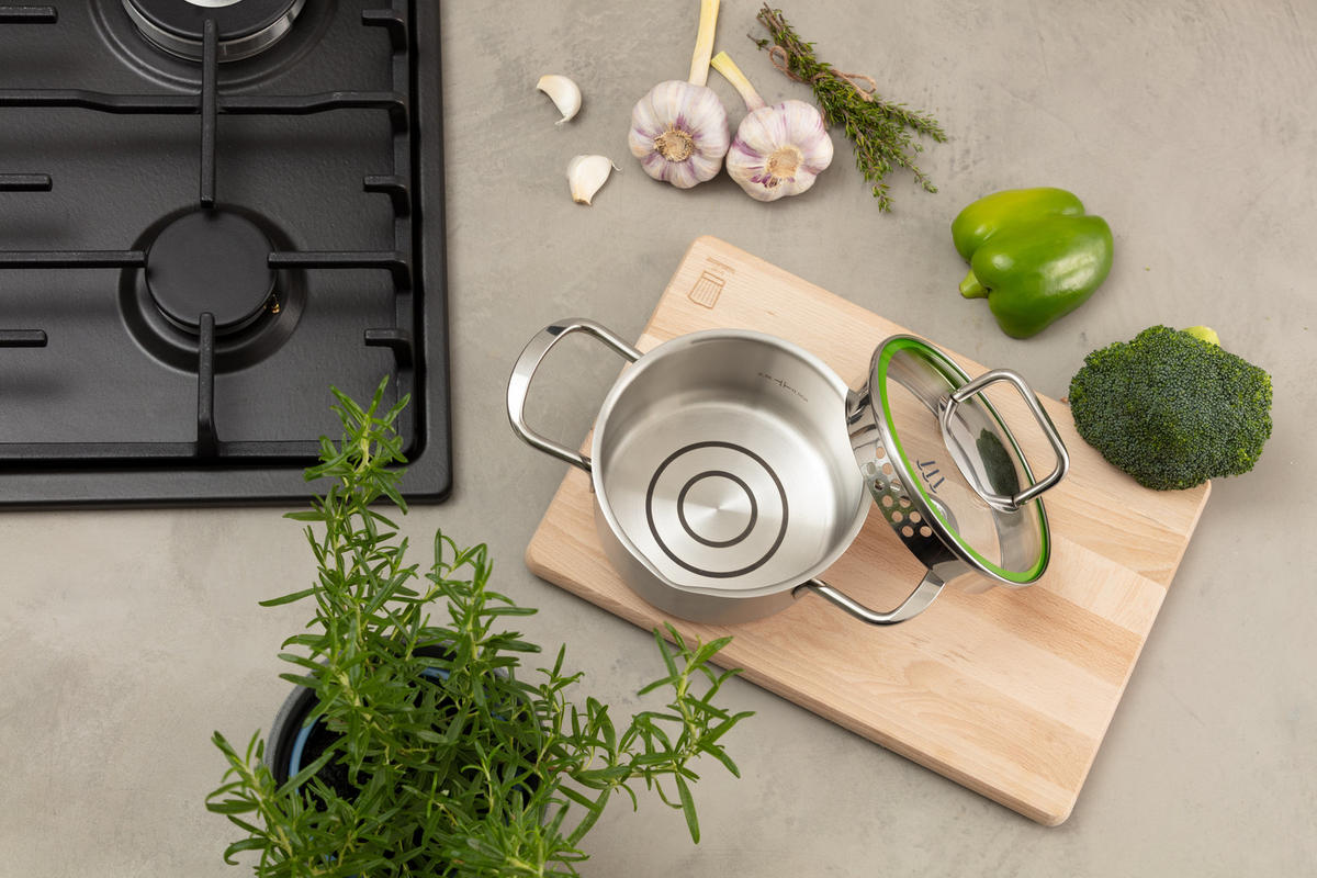 Oală Pentru Carne 0,5 l  - culoare inox, Design, sticlă/metal (14cm) - Chefkoch+Fackelmann