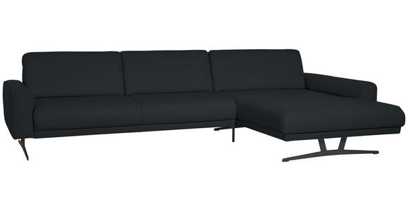 ECKSOFA in Echtleder Anthrazit  - Anthrazit, KONVENTIONELL, Leder/Metall (324/182cm) - Ambiente