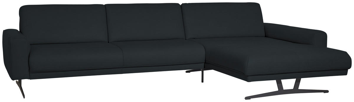 ECKSOFA in Echtleder Anthrazit  - Anthrazit, Konventionell, Leder/Metall (324/179cm) - Johann Jakob
