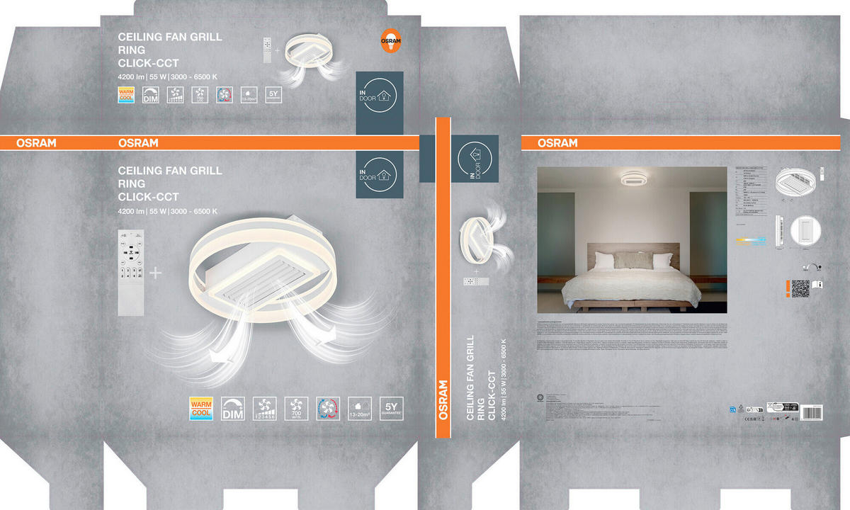 LED-DECKENLEUCHTE 50/13,5 cm   - Weiß, Design, Kunststoff/Metall (50/13,5cm) - Osram