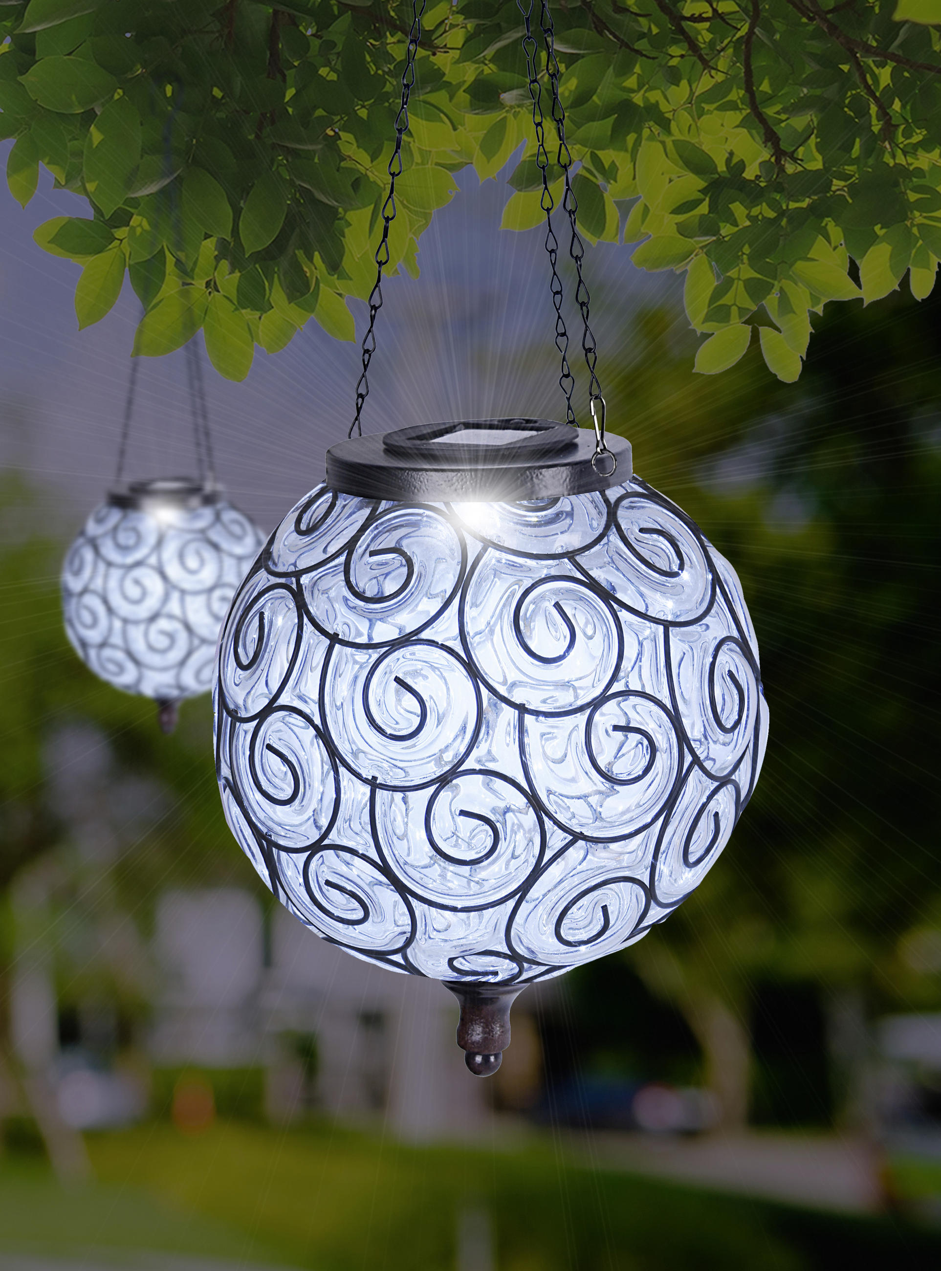 SOLARLEUCHTE  - Klar/Schwarz, Trend, Glas/Kunststoff (20/61cm) - Globo