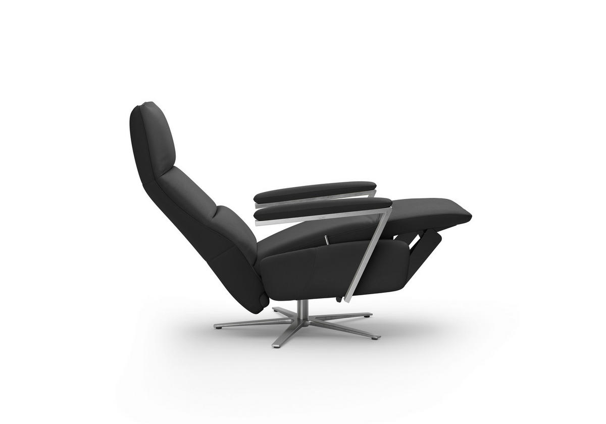 RELAXSESSEL TV VARIO COMFORT E M2 Echtleder Kopfteilverstellung, Rücken echt    - Silberfarben/Schwarz, Basics, Leder/Metall (70/126/85cm) - Sit & More
