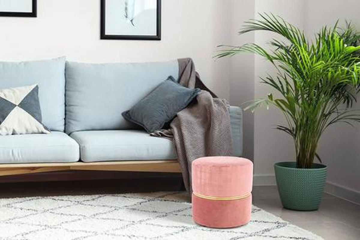 HOCKER in Metall, Kunststoff, Textil Goldfarben, Altrosa  - Goldfarben/Altrosa, Basics, Kunststoff/Textil (40/40/40cm) - Kayoom