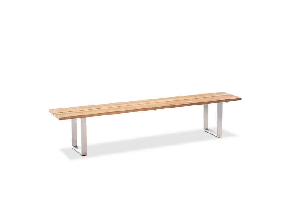 GARTENBANK 160/46/40 cm  in Teakfarben  - Edelstahlfarben/Teakfarben, Design, Holz/Metall (160/46/40cm)