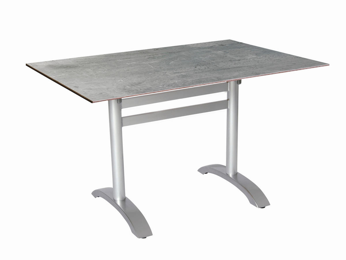 TABLE DE JARDIN PLIANTE 120/80/72 cm métal, matériau de bois gris, couleur platine rectangulaire  - gris/couleur platine, Basics, métal/matériau de bois (120/80/72cm) - Gardenson