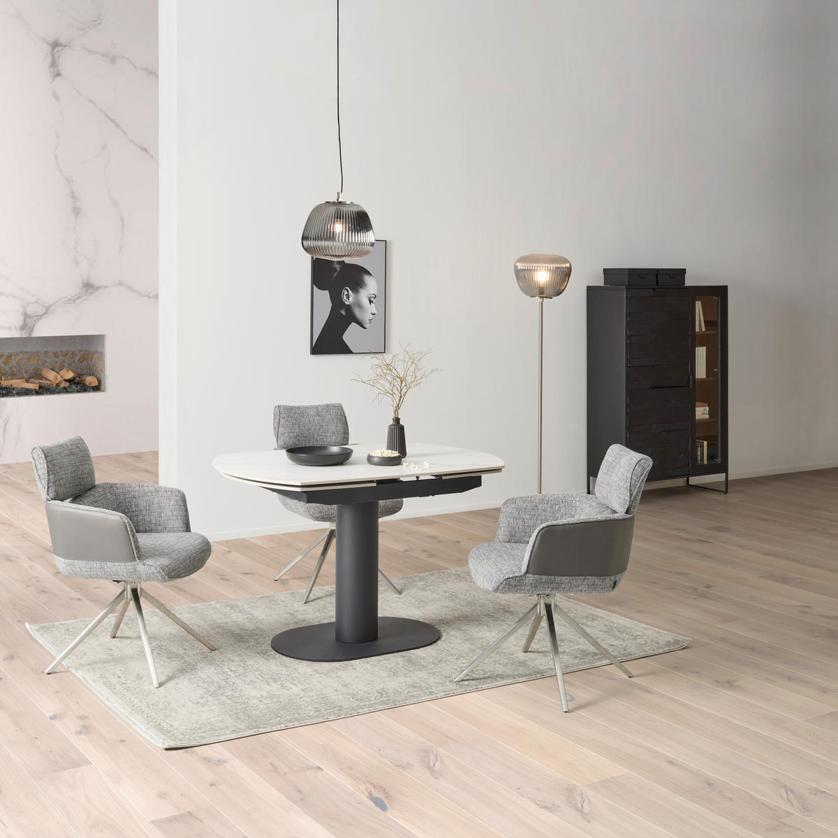 ARMLEHNSTUHL  in Edelstahl Webstoff, Mikrofaser  - Edelstahlfarben/Grau, KONVENTIONELL, Textil/Metall (59,5/90,5/64,5cm) - Livetastic