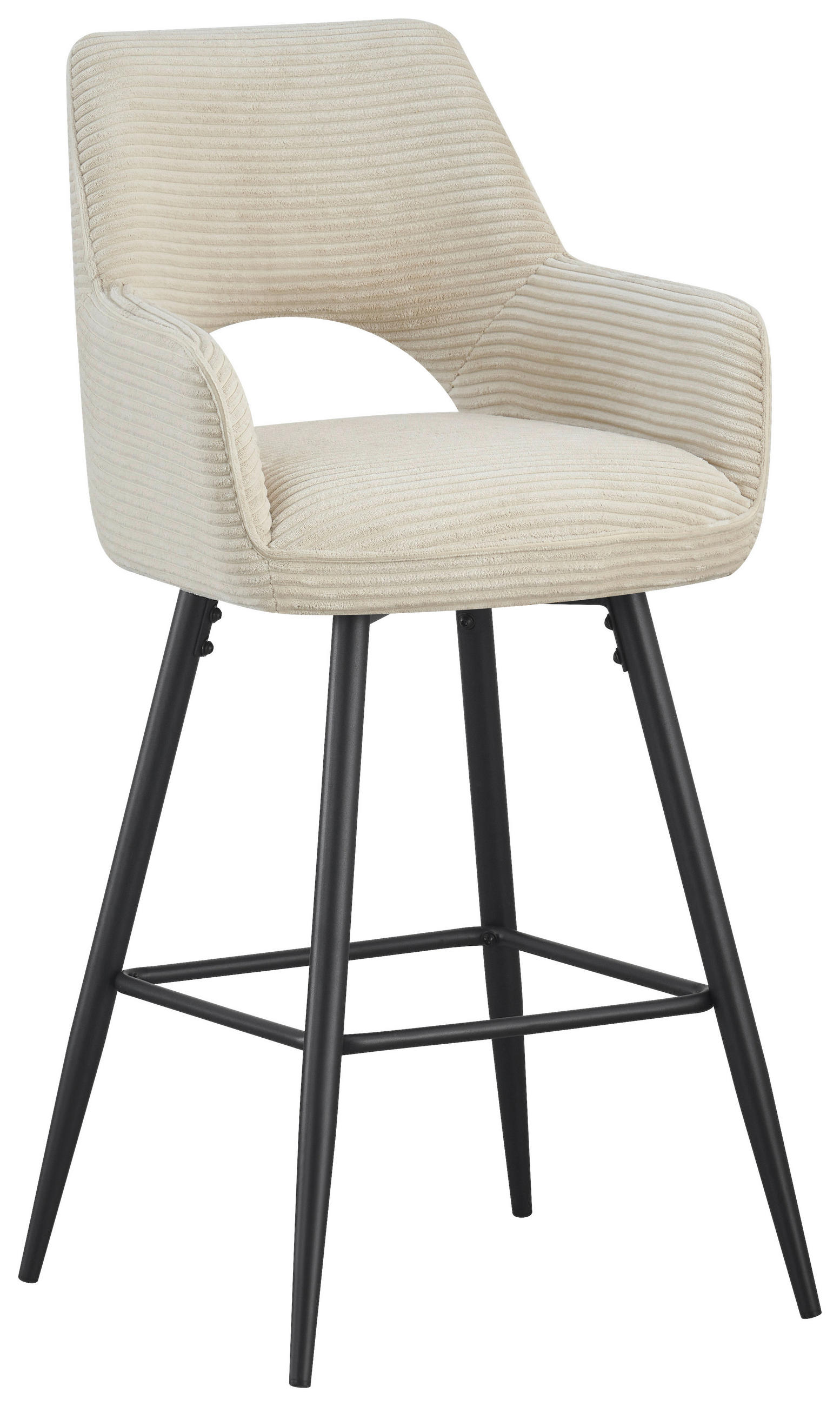 BARHOCKER Cord Schwarz, Beige Eisen Stoffauswahl, inklusive Armlehnen  - Beige/Schwarz, Design, Textil/Metall (56/110/58cm) - Hom`in