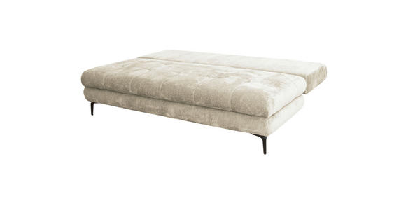 SCHLAFSOFA  mit Liegefunktion, Schlafen auf Sitzhöhe, Rücken echt Chenille Creme  - Creme/Schwarz, KONVENTIONELL, Textil/Metall (203/94/96cm) - Carryhome